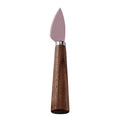 Pointed Hard Cheese Knife with Pink Coated Blade & Walnut Tapered Handle