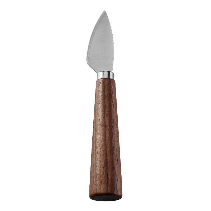 Pointed Hard Cheese Knife with Brushed Stainless Steel Blade & Walnut Tapered Handle