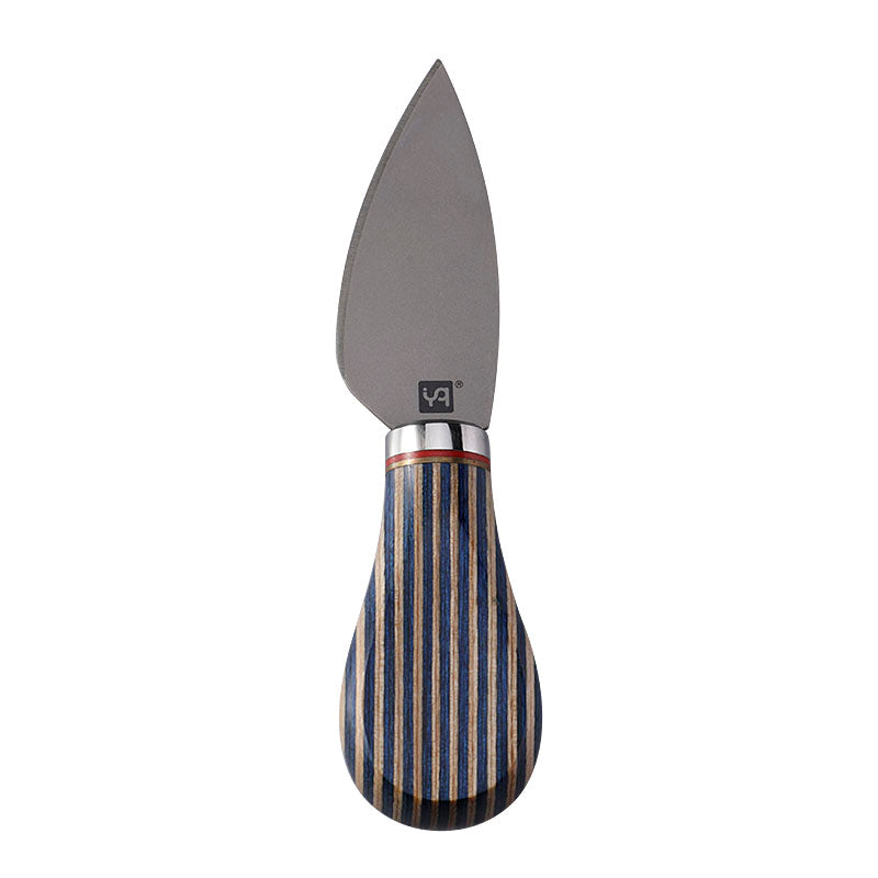 Titanium Hard Cheese Knife with Blue Colorwood Handle