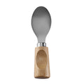 Oval Cheese Spoon with Stainless Steel Bowl & Single-Groove Square Rubberwood Handle