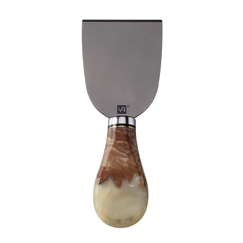 Titanium Cheese Cleaver with Burl Wood & Resin Handle