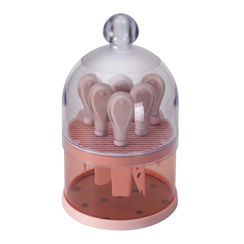 6-Piece Cheese Knife Set with Transparent Dome Stand