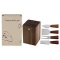 4-Piece Cheese Knife Set with Tapered Acacia Wood Handles & Block