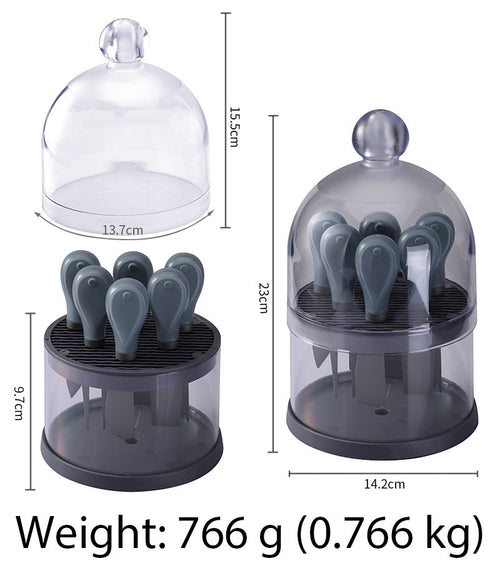 6-Piece Titanium-Coated Cheese Knife Set with Transparent Dome Stand
