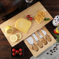 5-Piece Rubberwood Board & Bamboo Cheese Knife Set