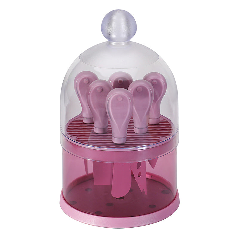 6-Piece Cheese Knife Set with Transparent Dome Stand