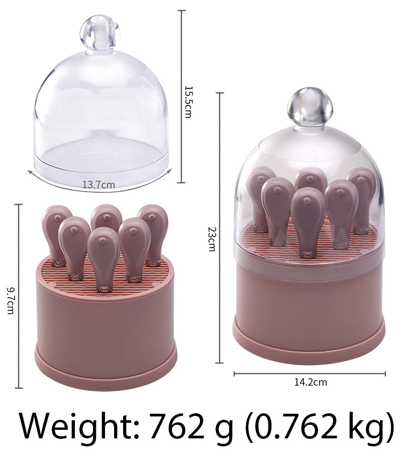6-Piece Cheese Knife Set with Dome Stand & Clear Cover