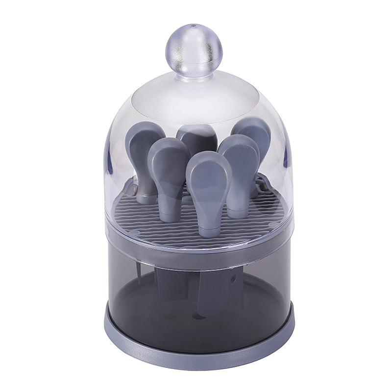 6-Piece Cheese Knife Set with Clear Dome Stand