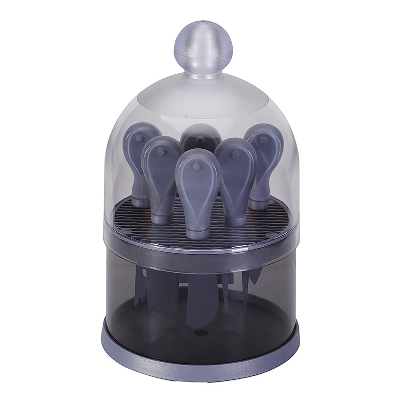 6-Piece Cheese Knife Set with Transparent Dome Stand