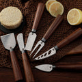 6-Piece Damascus Steel Cheese Knife Set with Walnut Wood Handles