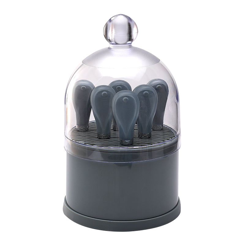 6-Piece Cheese Knife Set with Dome Stand & Clear Cover