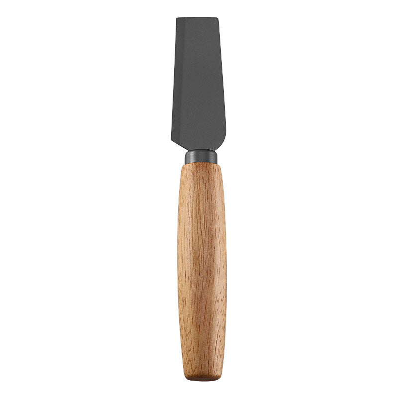 Wide Hard Cheese Knife with Black Titanium-Coated Blade & Rubberwood Handle