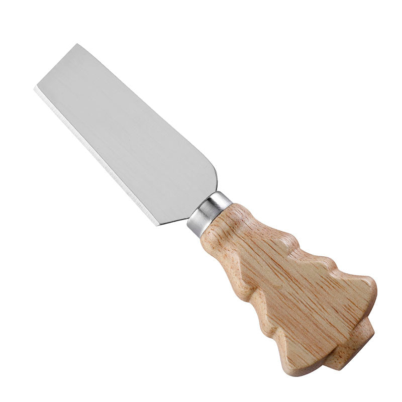 6-Piece Christmas Tree Cheese Knife Set with Rubberwood Handles
