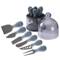 6-Piece Titanium-Coated Cheese Knife Set with Transparent Dome Stand