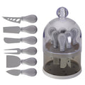 6-Piece Cheese Knife Set with Transparent Dome Stand