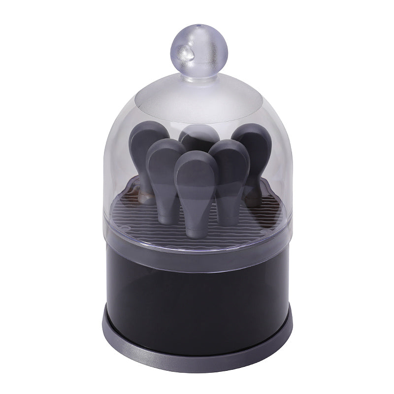 6-Piece Cheese Knife Set with Clear Dome Stand