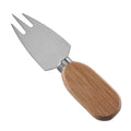 Two-Prong Triangular Cheese Fork with Stainless Steel Tines & Flat Oval Rubberwood Handle