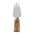 Three-Prong Triangular Cheese Fork with Stainless Steel Tines & Single-Groove Square Rubberwood Handle