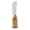 Curved-Blade Cheese Spreader with Stainless Steel Blade & Single-Groove Square Rubberwood Handle