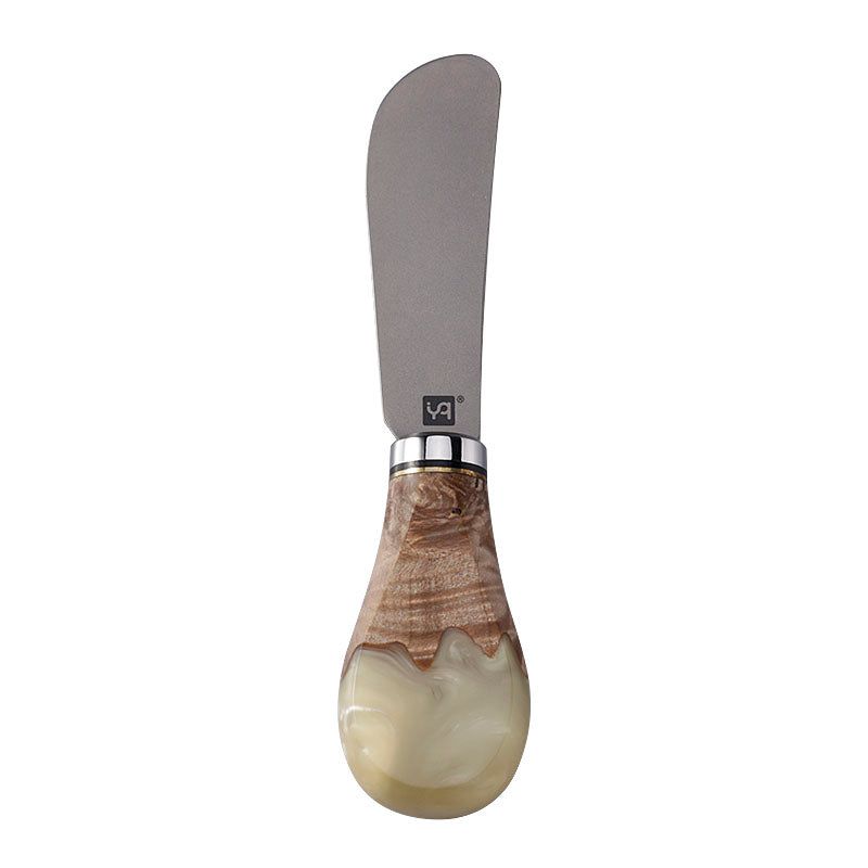 Titanium Butter Knife & Cheese Spreader with Burl Wood & Resin Handle