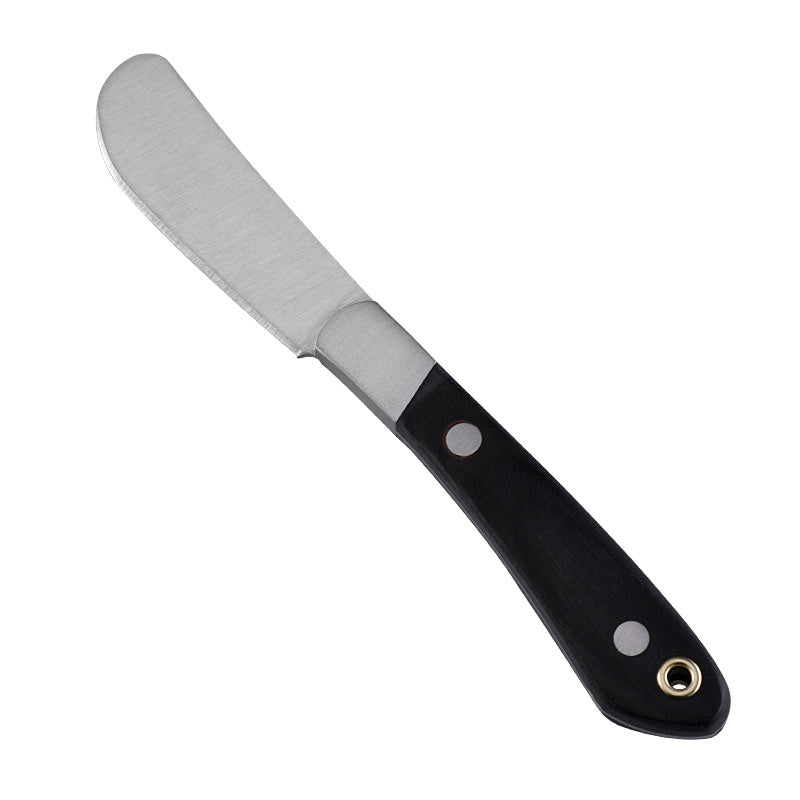Round-Tip Cheese Spreader with Stainless Steel Blade & Black Pakkawood Handle