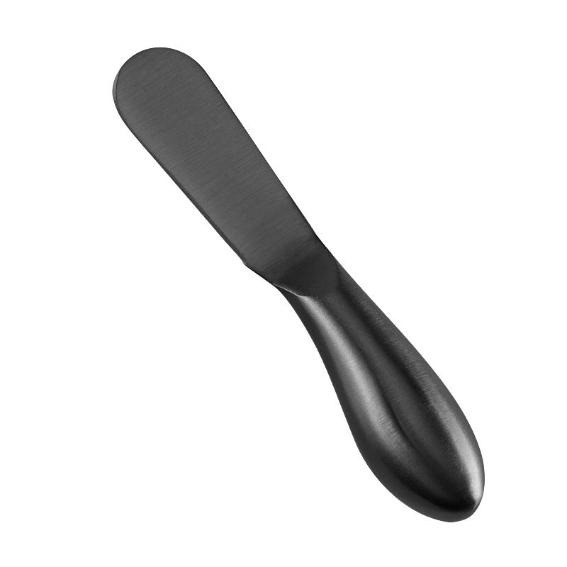 Full-Tang Round-Tip Cheese Spreader, Black Stainless Steel, Teardrop Handle