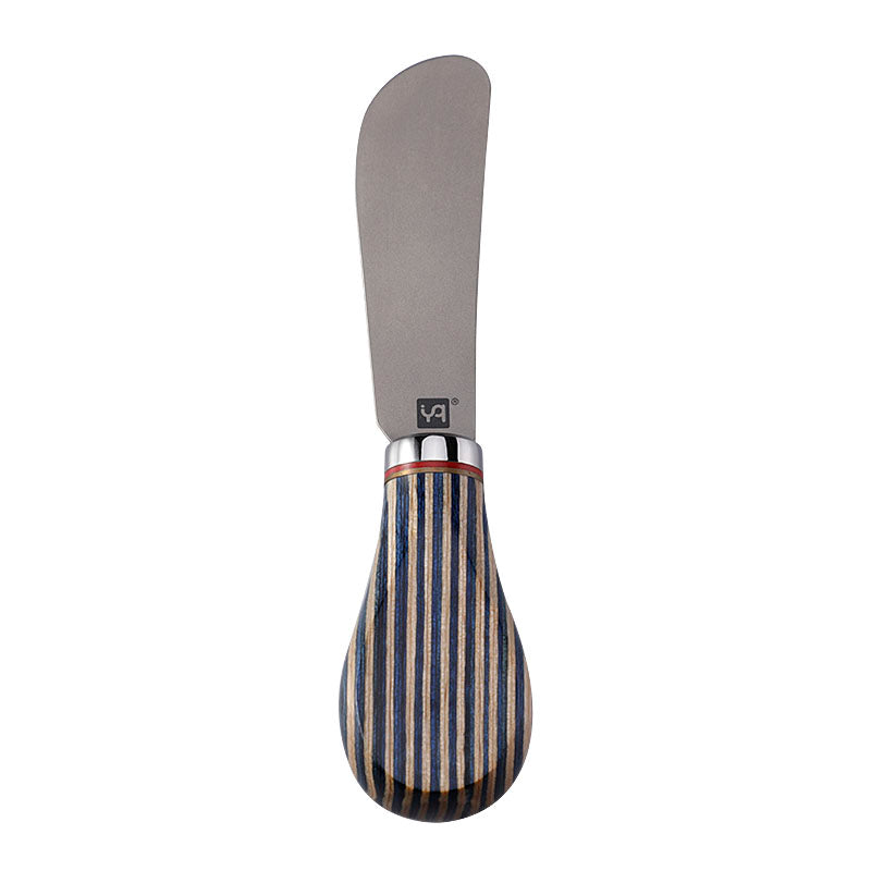 Titanium Butter Knife & Cheese Spreader with Blue Colorwood Handle