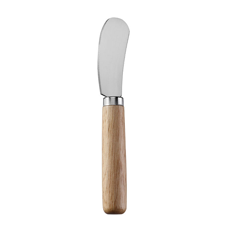 Square-Tip Cheese Spreader with Stainless Steel Blade & Round Rubberwood Handle