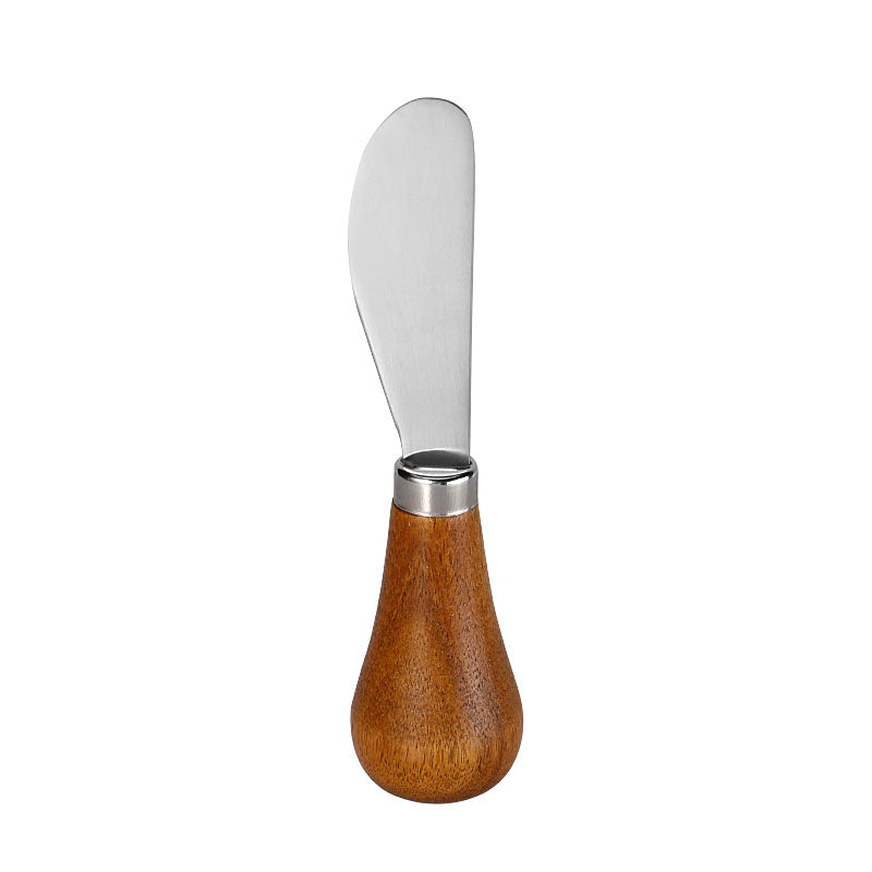 Round-Tip Cheese Spreader with Acacia Wood Bulb Handle