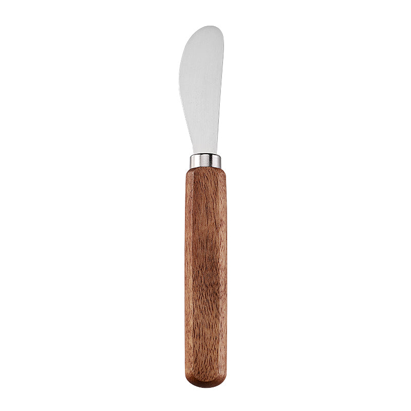 Curved Cheese Spreader with Angled Stainless Steel Blade & Acacia Flat Handle