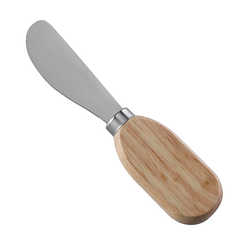 Pointed-Tip Cheese Spreader with Stainless Steel Blade & Flat Oval Rubberwood Handle