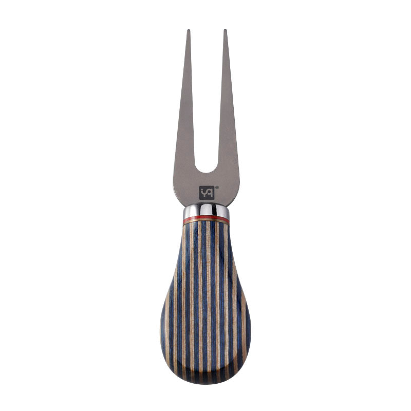 Titanium Cheese Fork with Blue Colorwood Handle