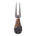 Titanium Cheese Fork with Burl Wood & Black Resin Handle