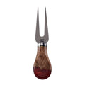 Titanium Cheese Fork with Burl Wood & Red Resin Handle
