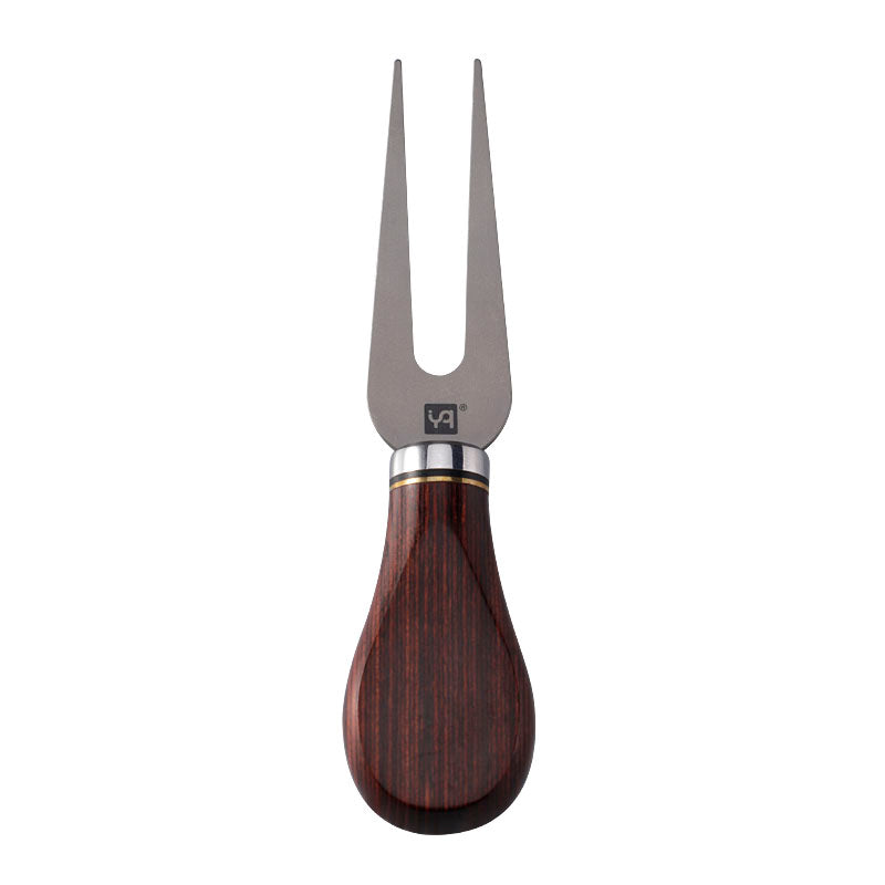 Titanium Cheese Fork with Rainbow Colorwood Handle