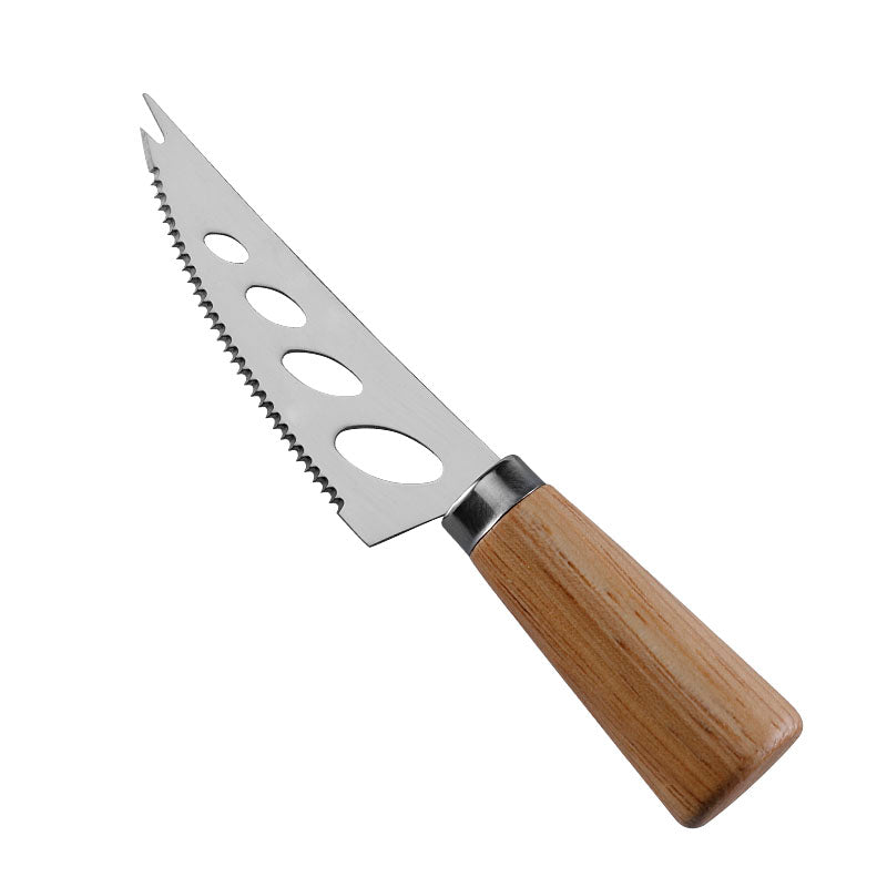 Rubberwood Handle Soft Cheese Knife with Holes