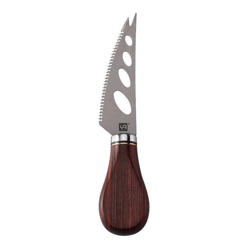 Titanium Soft Cheese Knife with Rainbow Colorwood Handle