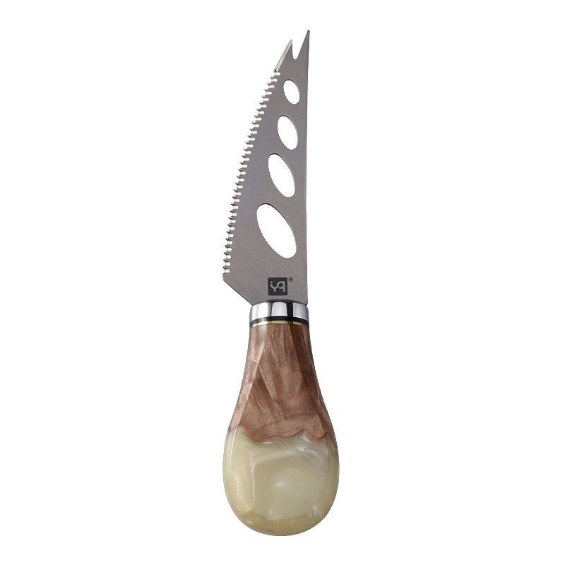 Titanium Soft Cheese Knife with Burl Wood & Resin Handle