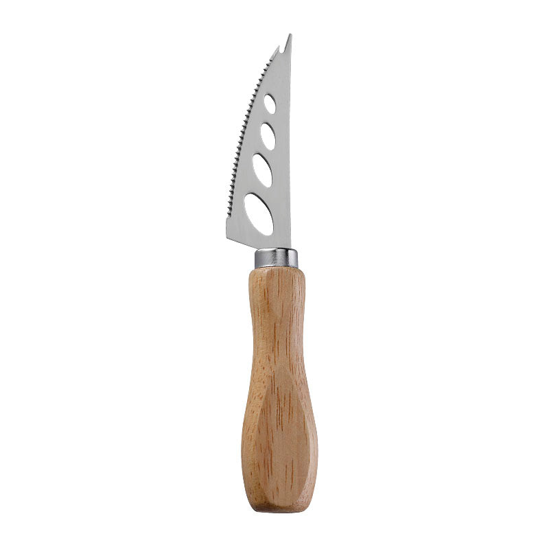 Rubberwood Handle Soft Cheese Knife with Holes